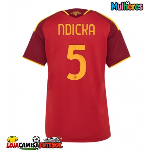 Camisa de Futebol AS Roma Evan Ndicka #5 Equipamento Principal Mulheres 2026-27 Manga Curta